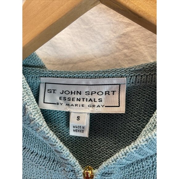 ST. JOHN Sport Wool Blend Full‎ Zip Up hoodie Cardigan Size S Old money Blue - Picture 3 of 9